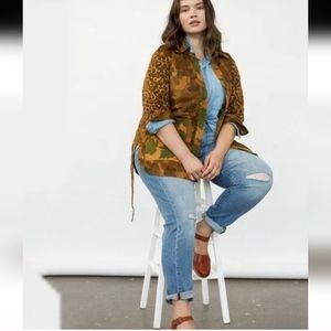 NWT Anthropologie Denim Camo / Leopard Jacket